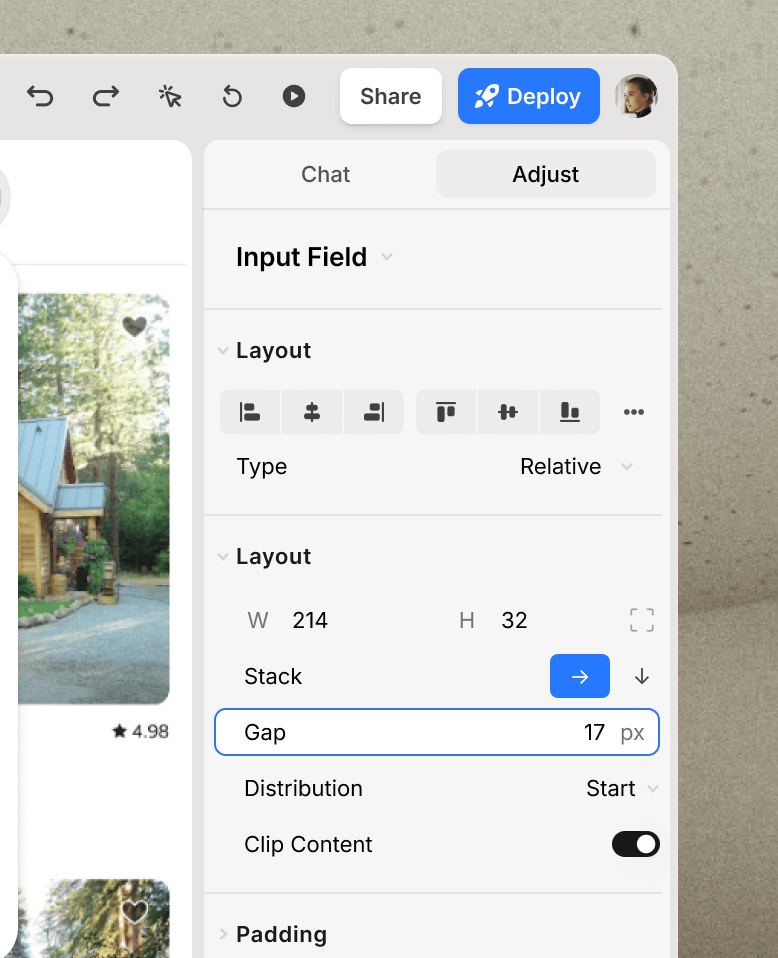 Polishing a feature with native design controls